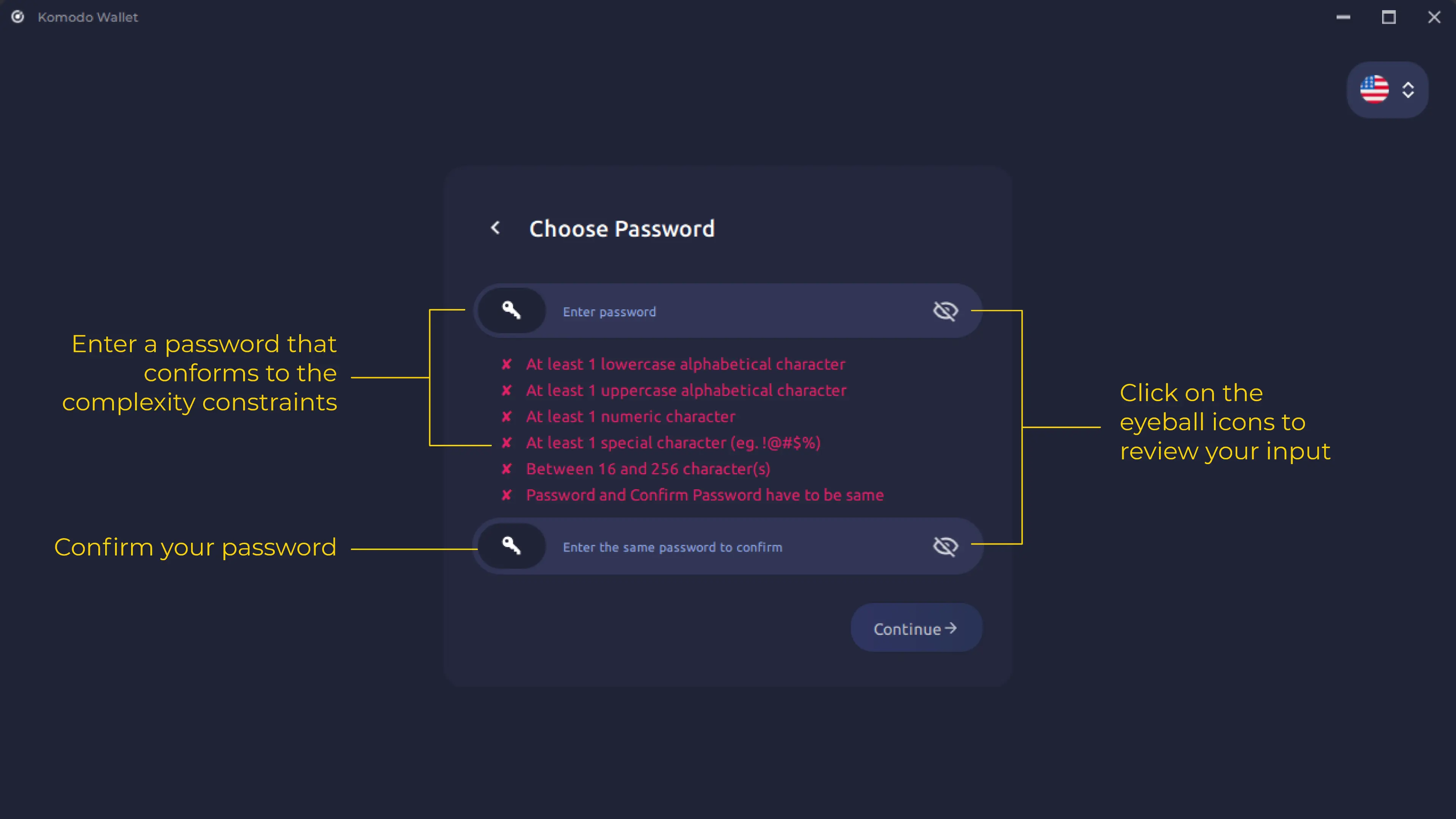 Create a New Wallet in Komodo Wallet