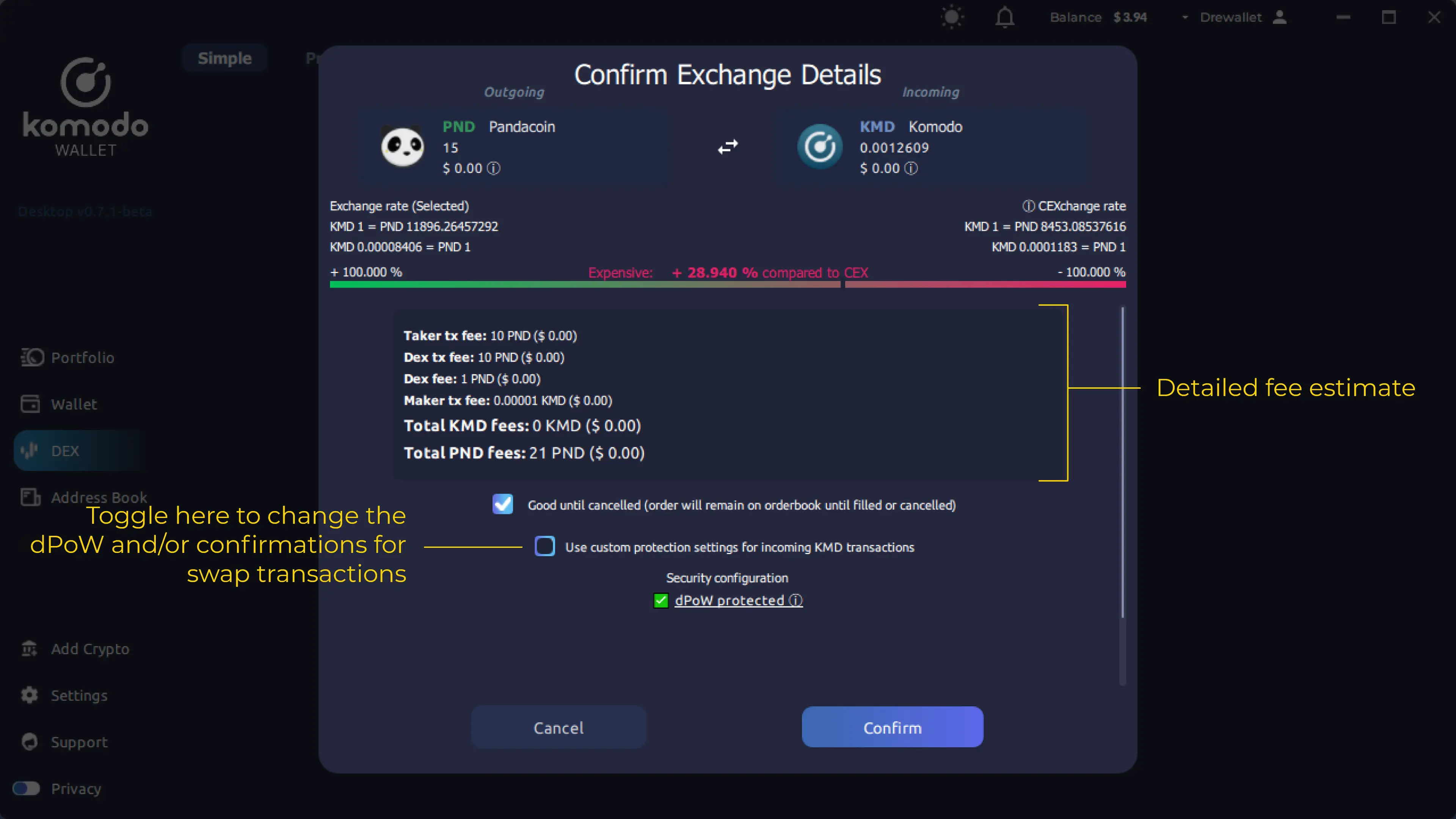 Simple View Trading on Komodo Wallet Desktop